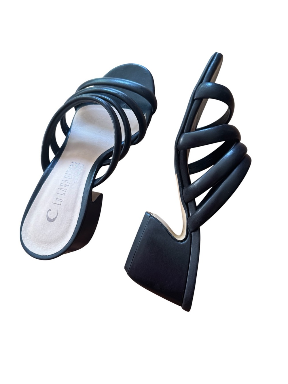La CANADIENNE Black Strappy Block Heel sandals size 36